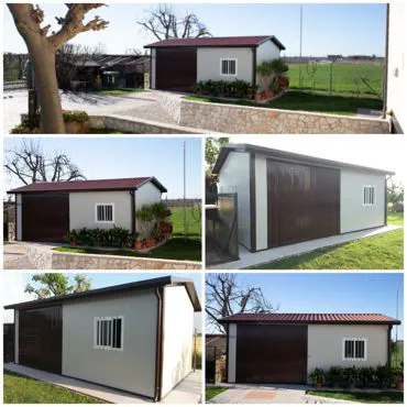 Box auto prefabbricato con tetto a casetta