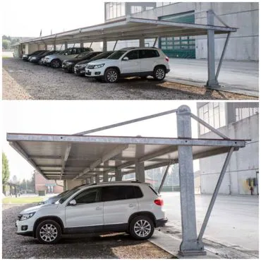 Tettoia parking con copertura in pannello coibentato